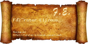 Fürster Elizeus névjegykártya